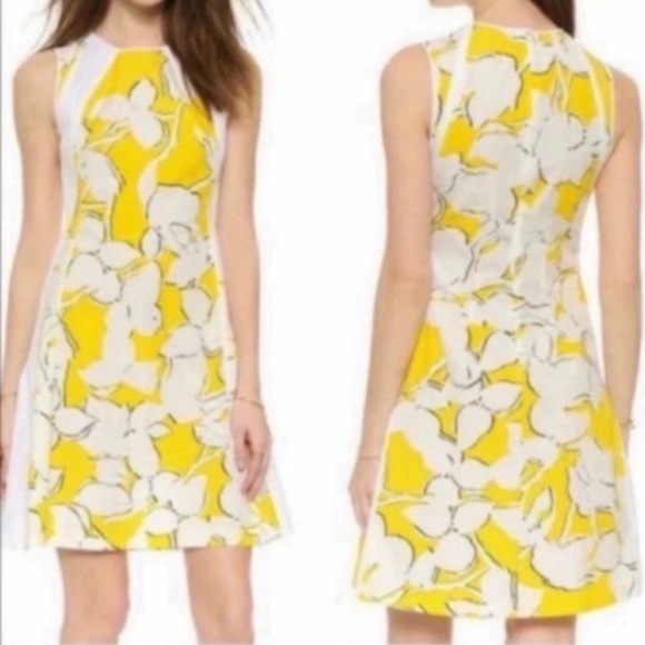 Diane Von Furstenberg “Samantha” Yellow Floral Dress Size 8​​ - Picture 2 of 11